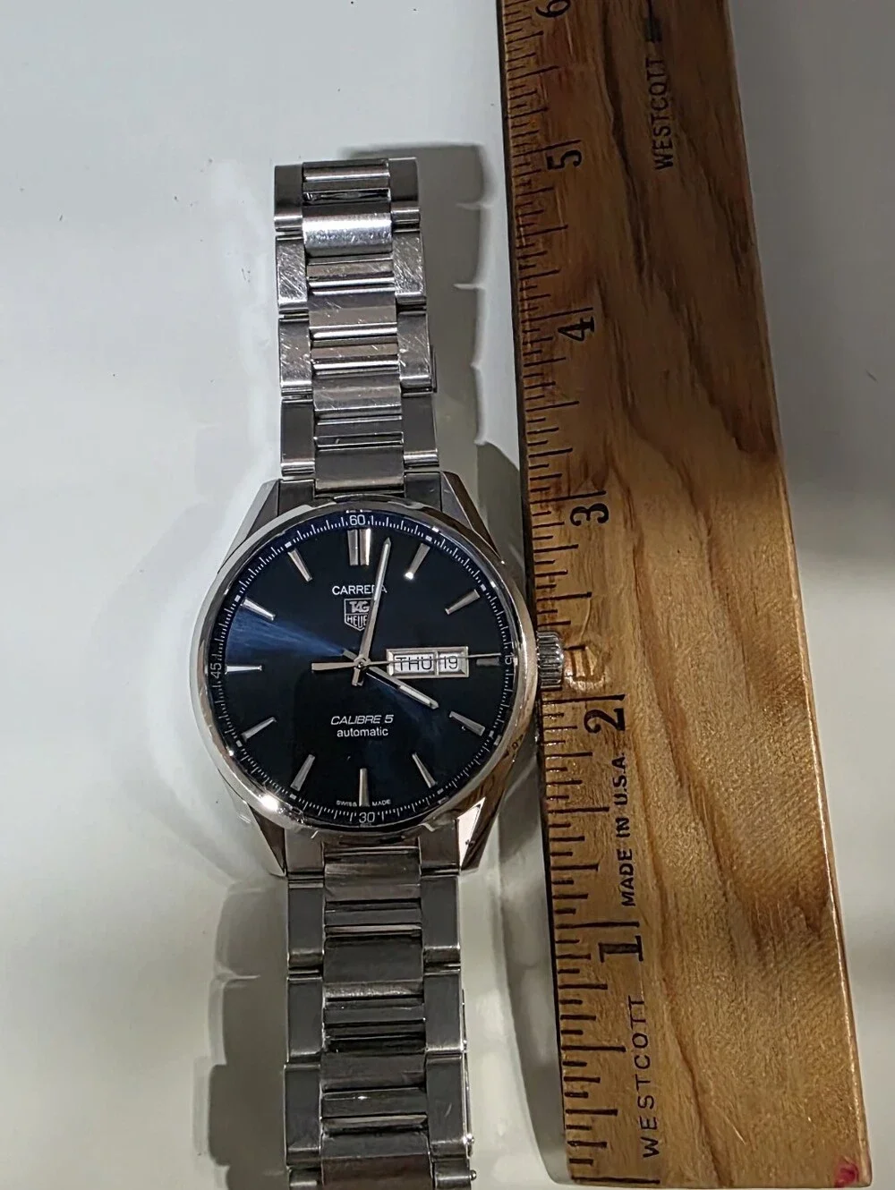 TAG Heuer Carrera Calibre 5 Automatic Men's Day-Date Watch in Blue and Silver